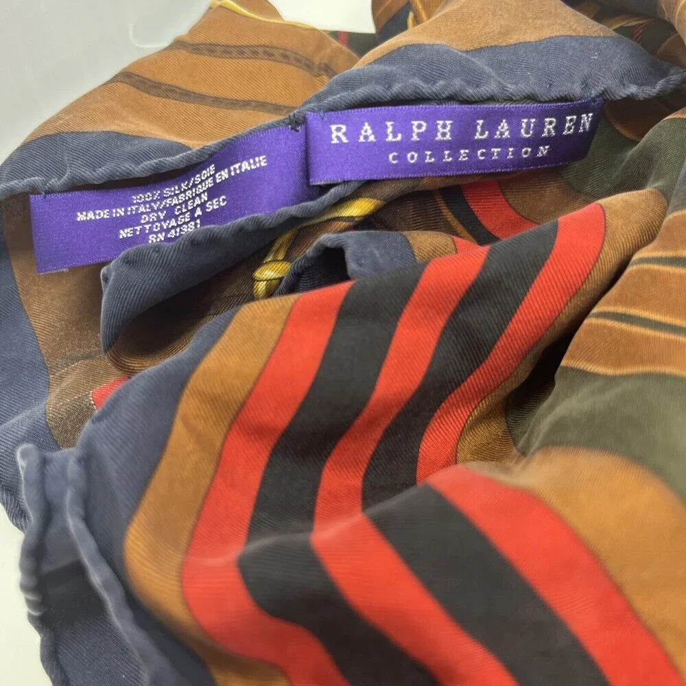 Ralph Lauren Collection Purple Tag Rare Vintage Horse Equestrian Silk Scarf